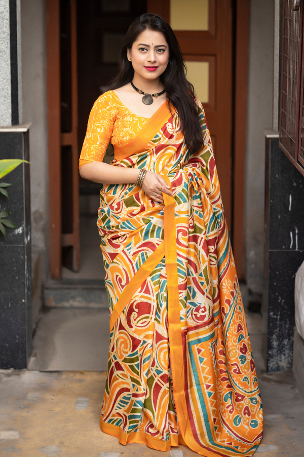  Soft Cotton Crape Printed Saree