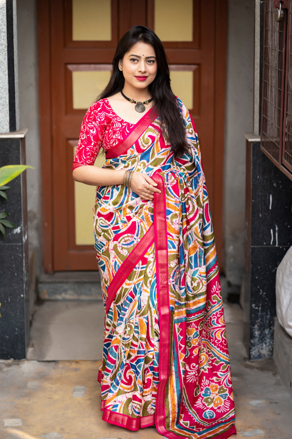 Soft Cotton Crape Printed Saree