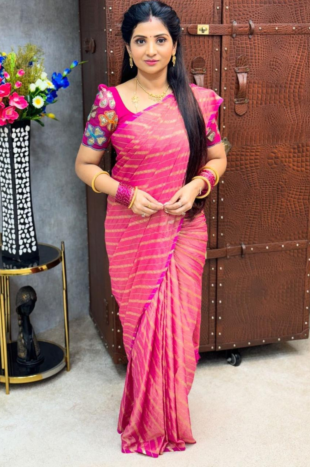 Heavy Silk Saree in Beautiful Dusty Range with Embroidered Blouse