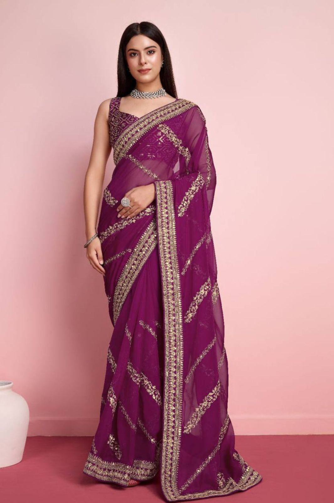 Elegant Wedding Saree in Premium Soft Taby Silk