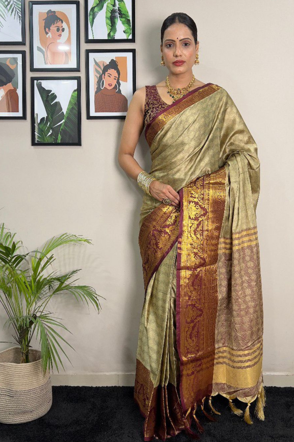 Pure Mercerized Copper Silk saree