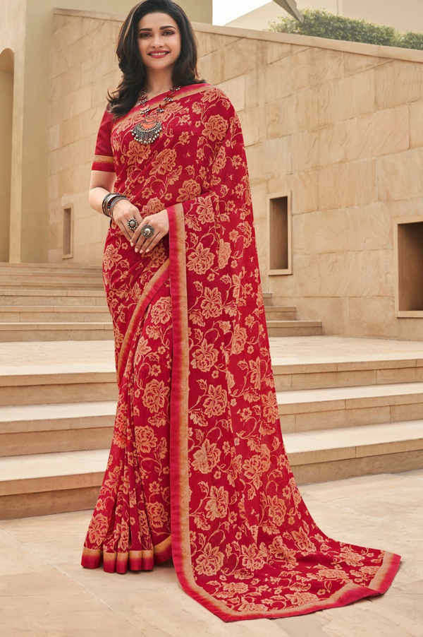 Georgette Printed Saree with 100% Best Quality Georgette Blous