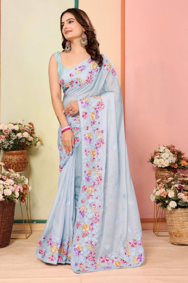 Party Wear Soft Taby Organza Silk Saree