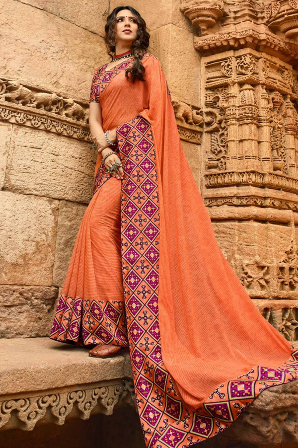 Georgette Silk Printed Saree with Beautiful Jacquard Lace