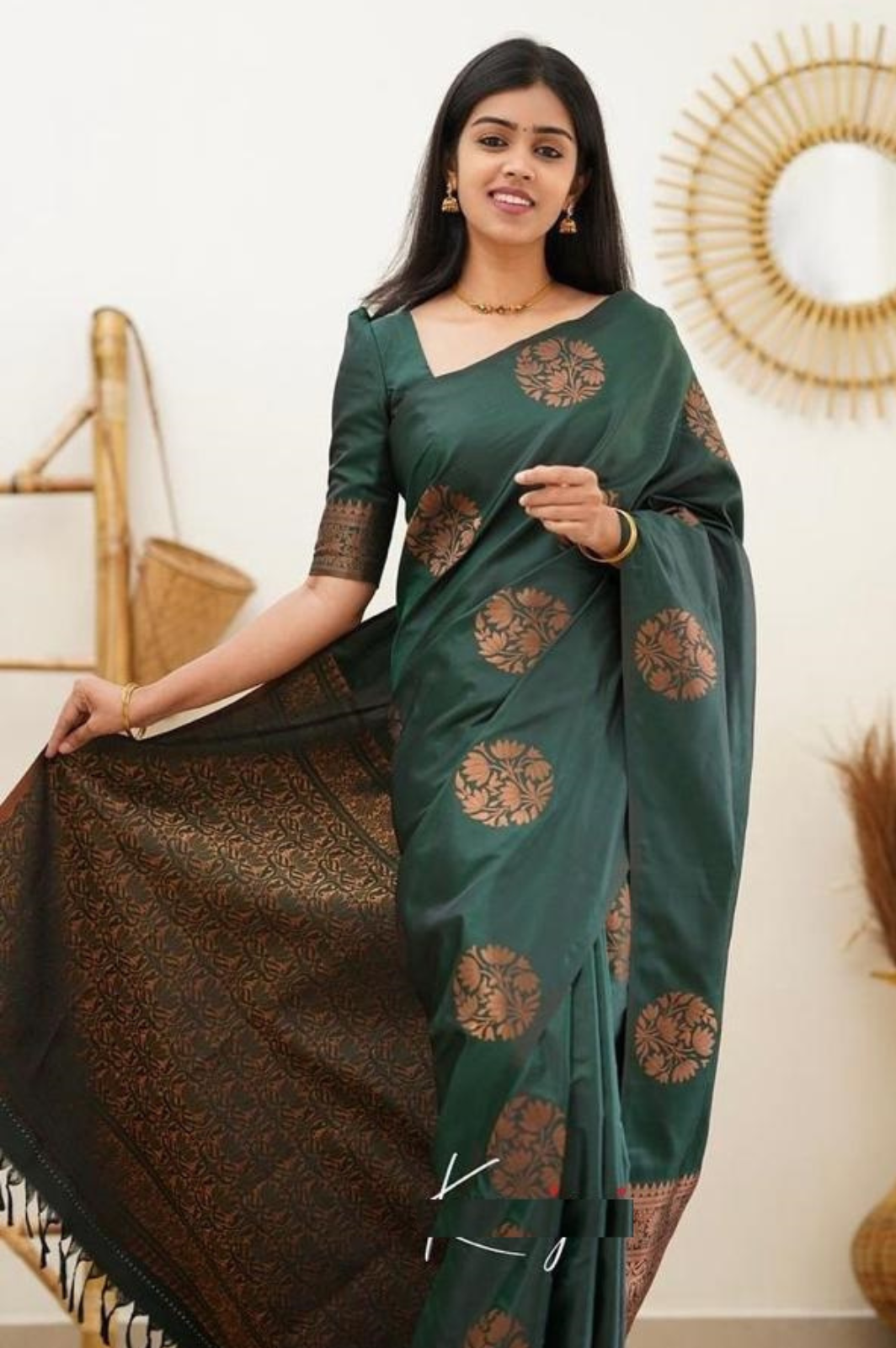 Art Silk Saree with Contrast Woven Border