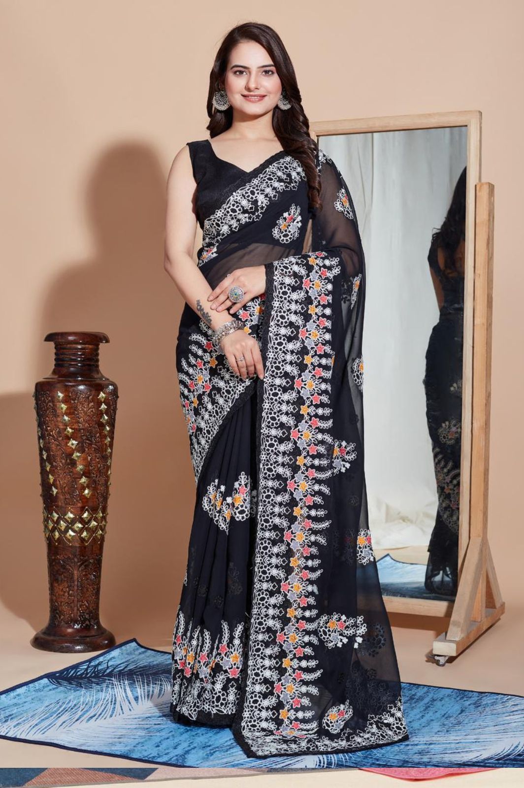 Premium Soft Georgette Embroidery Saree