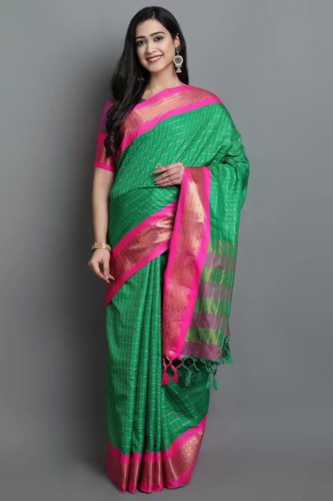 Heavy Rich Cotton Silk Saree with Jacquard Weaving and Rich Heavy Border