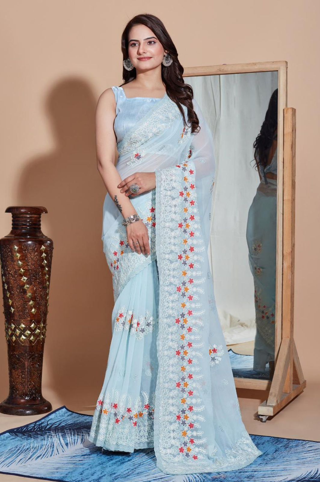 Premium Soft Georgette Embroidery Saree