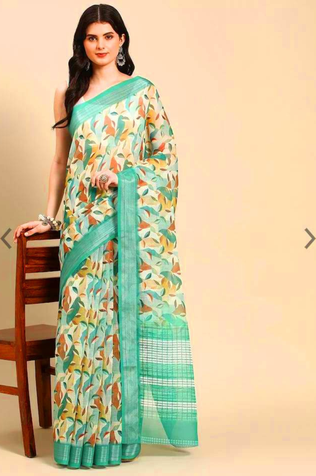 Fancy Cotton Linen Saree with Superb Digital Print and Digital Print Blouse