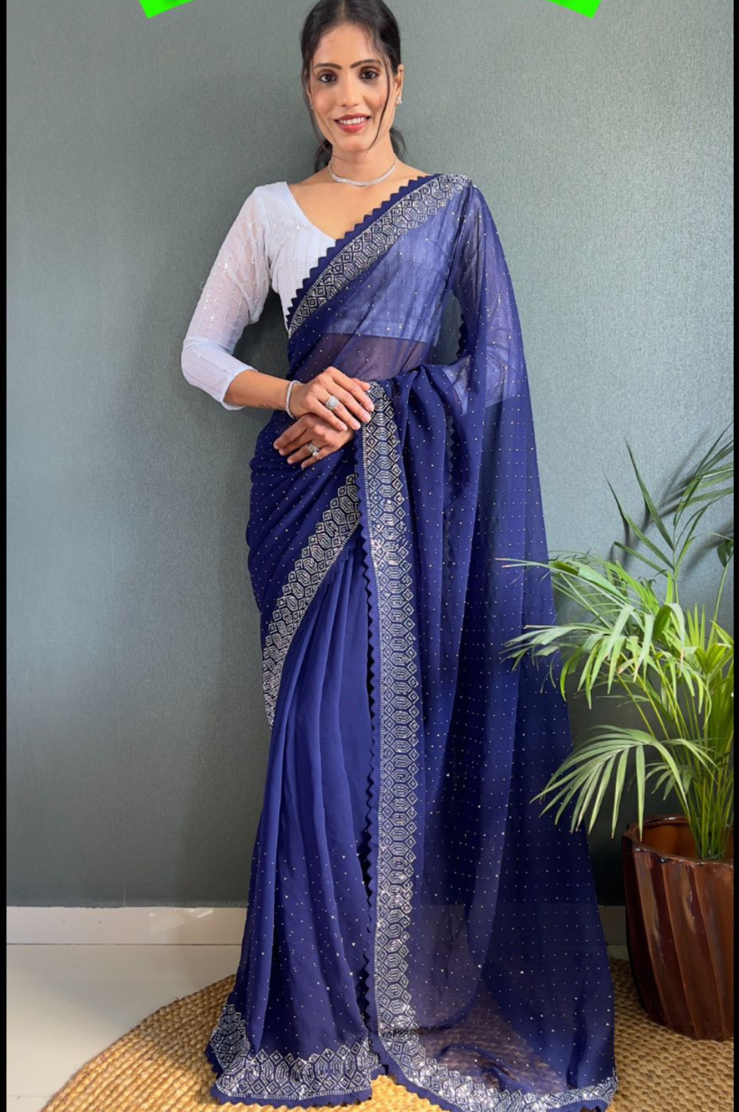 Ready-to-Wear Diamond Hotfix Hit Design saree