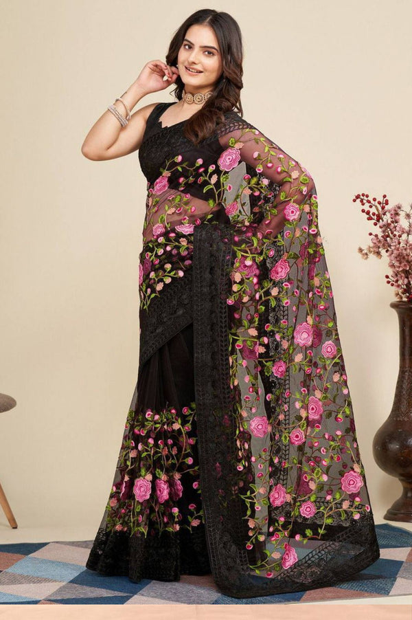 Soft Net Chikankari Embroidery Saree