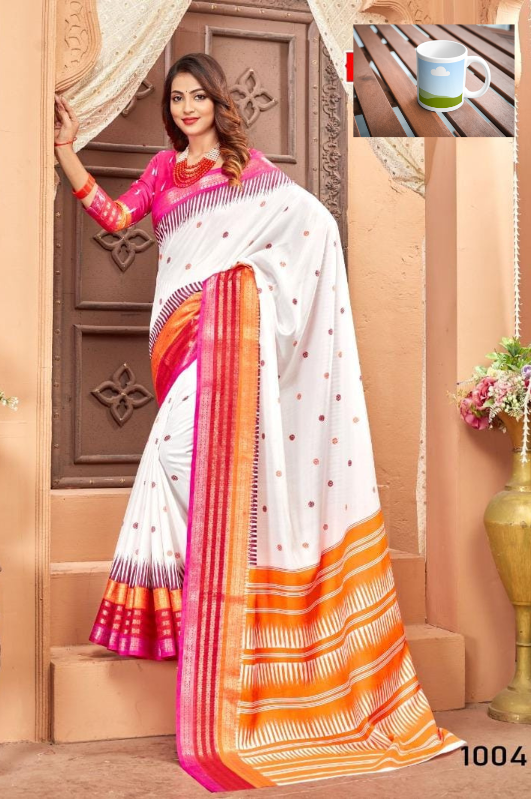 soft cotton crape saree with woven zari border