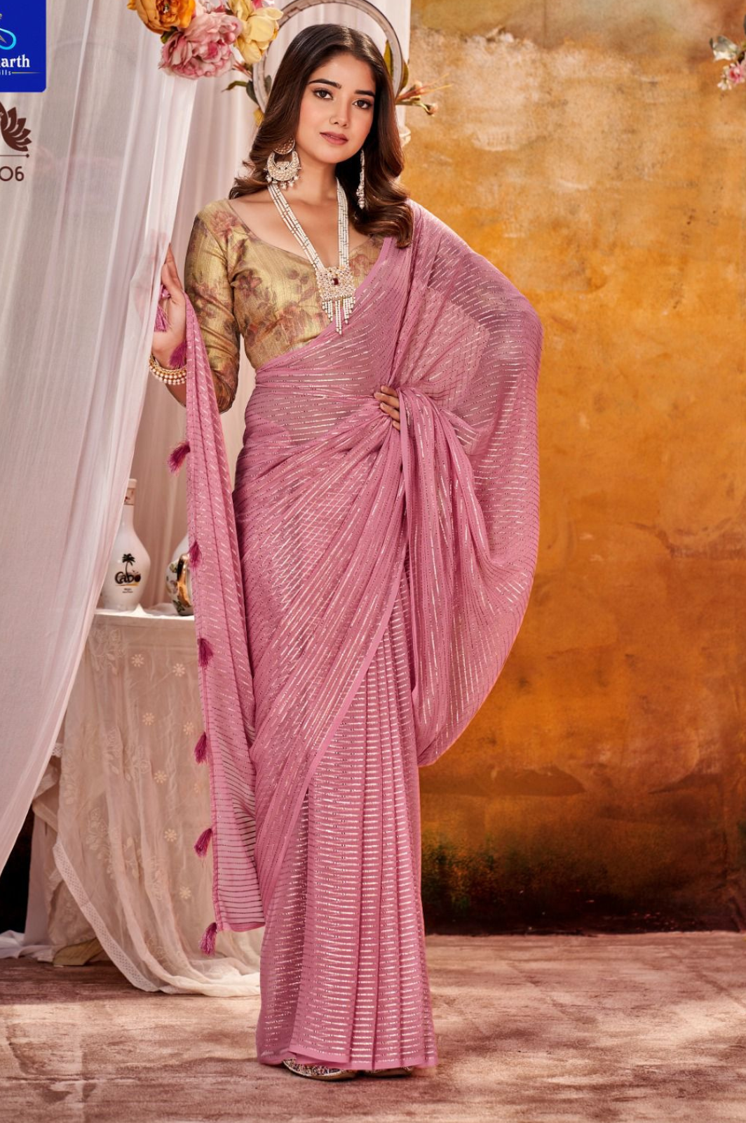 Soft Georgette Saree with Weaving Gold Zari