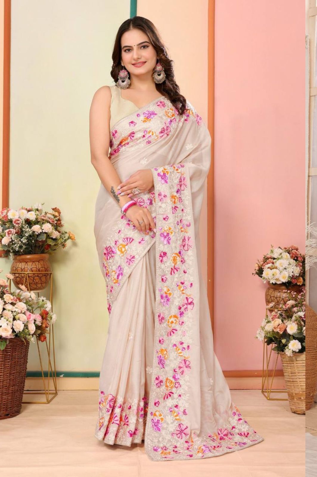 Party Wear Soft Taby Organza Silk Saree