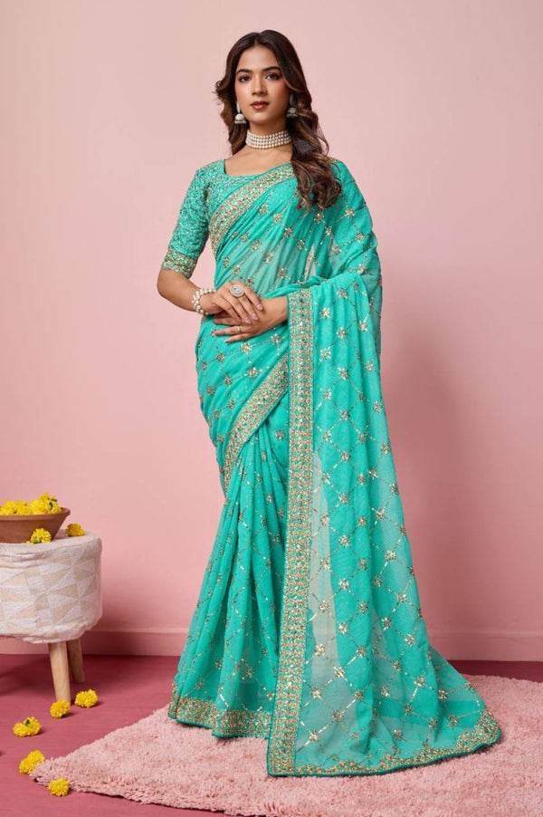 Elegant Soft Georgette Saree with All Over Sequins Work