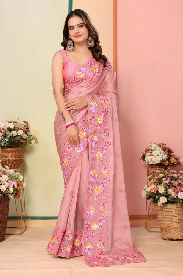 Party Wear Soft Taby Organza Silk Saree