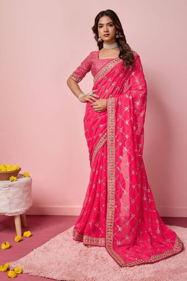 Elegant Soft Georgette Saree with All Over Sequins Work