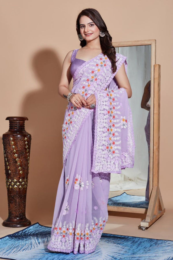 Premium Soft Georgette Embroidery Saree