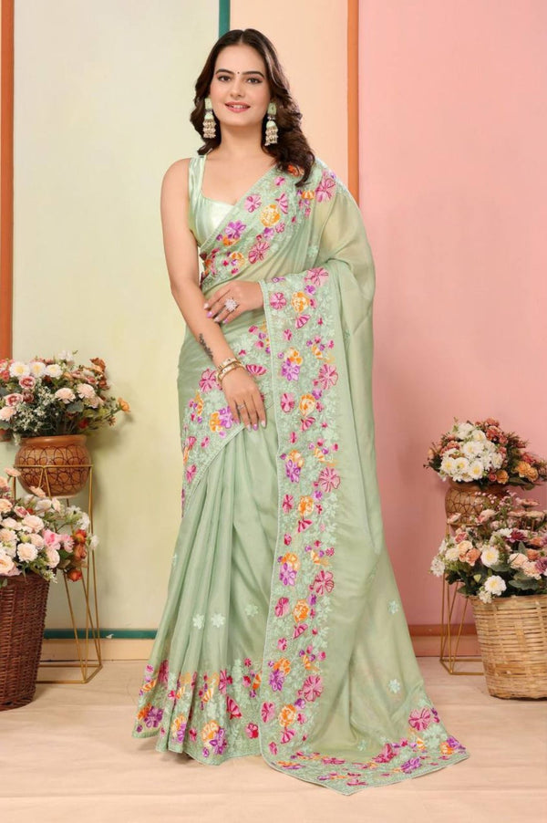 Party Wear Soft Taby Organza Silk Saree