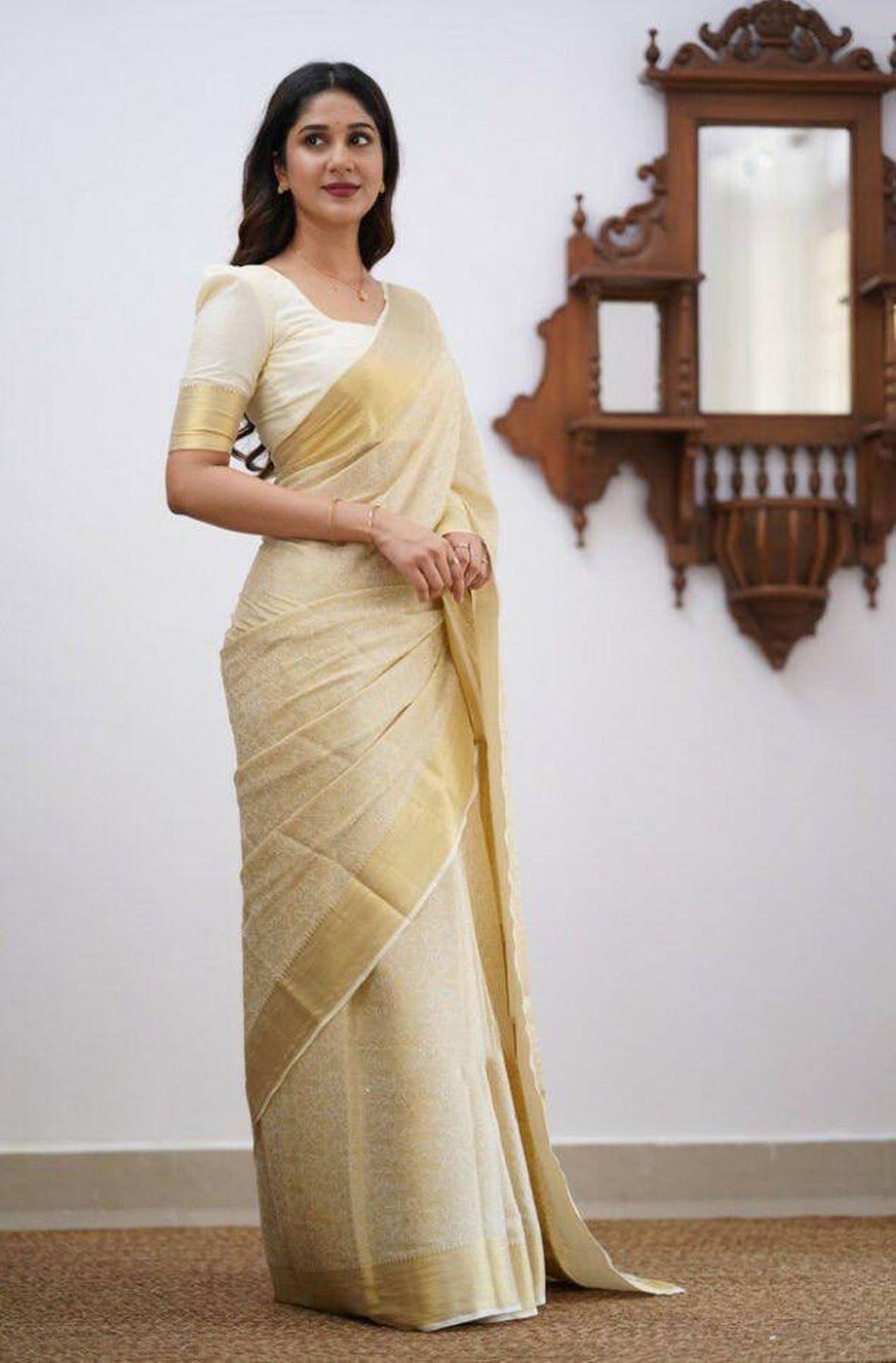 Pure Jacquard litchi silk saree