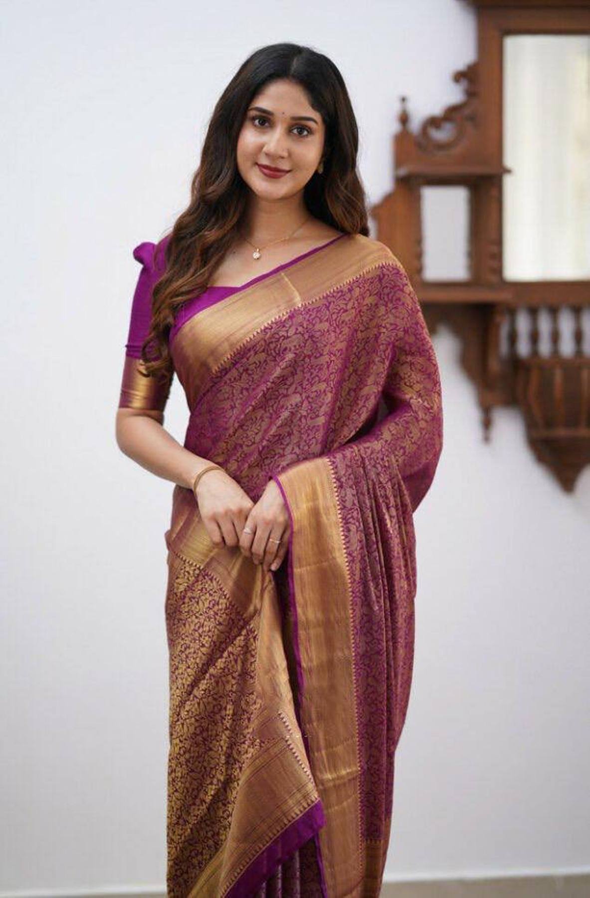 Pure Jacquard litchi silk saree