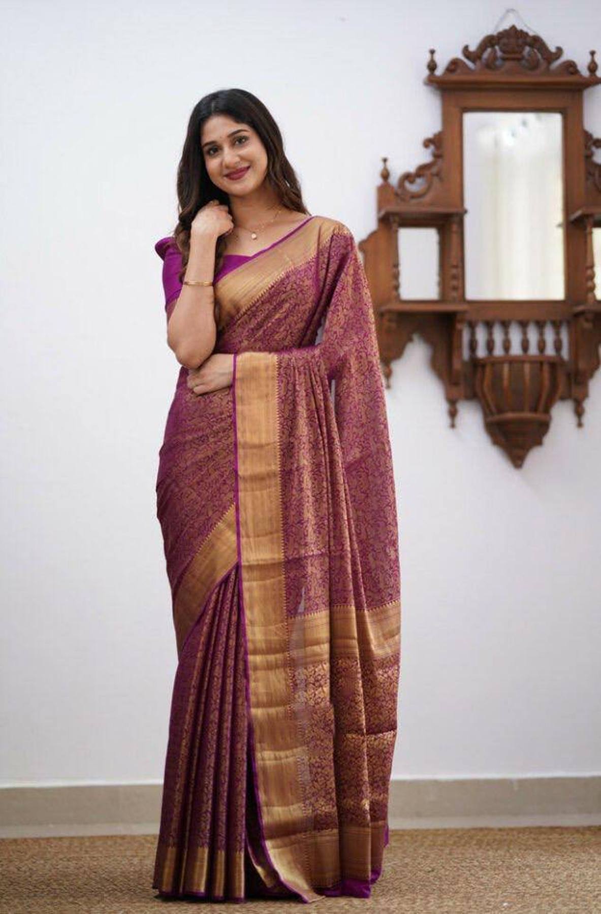 Pure Jacquard litchi silk saree