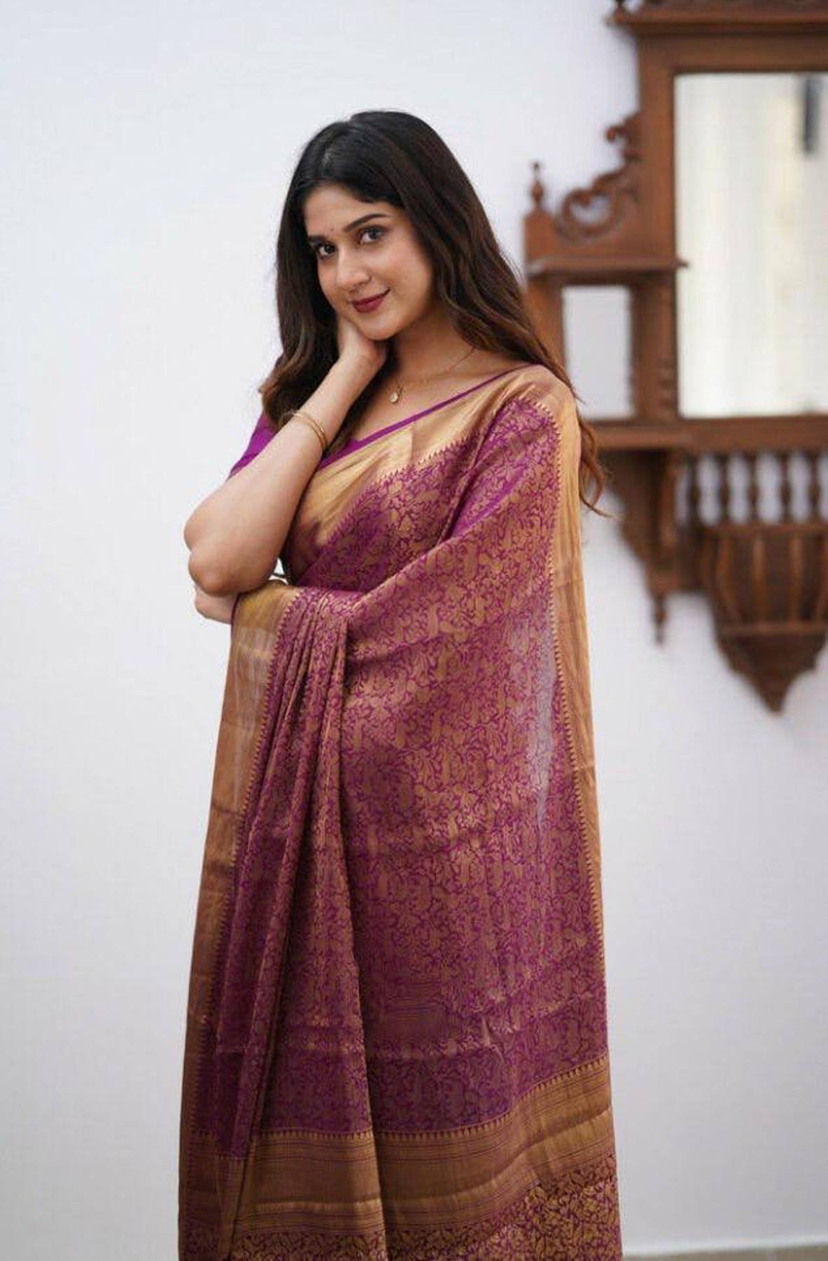 Pure Jacquard litchi silk saree