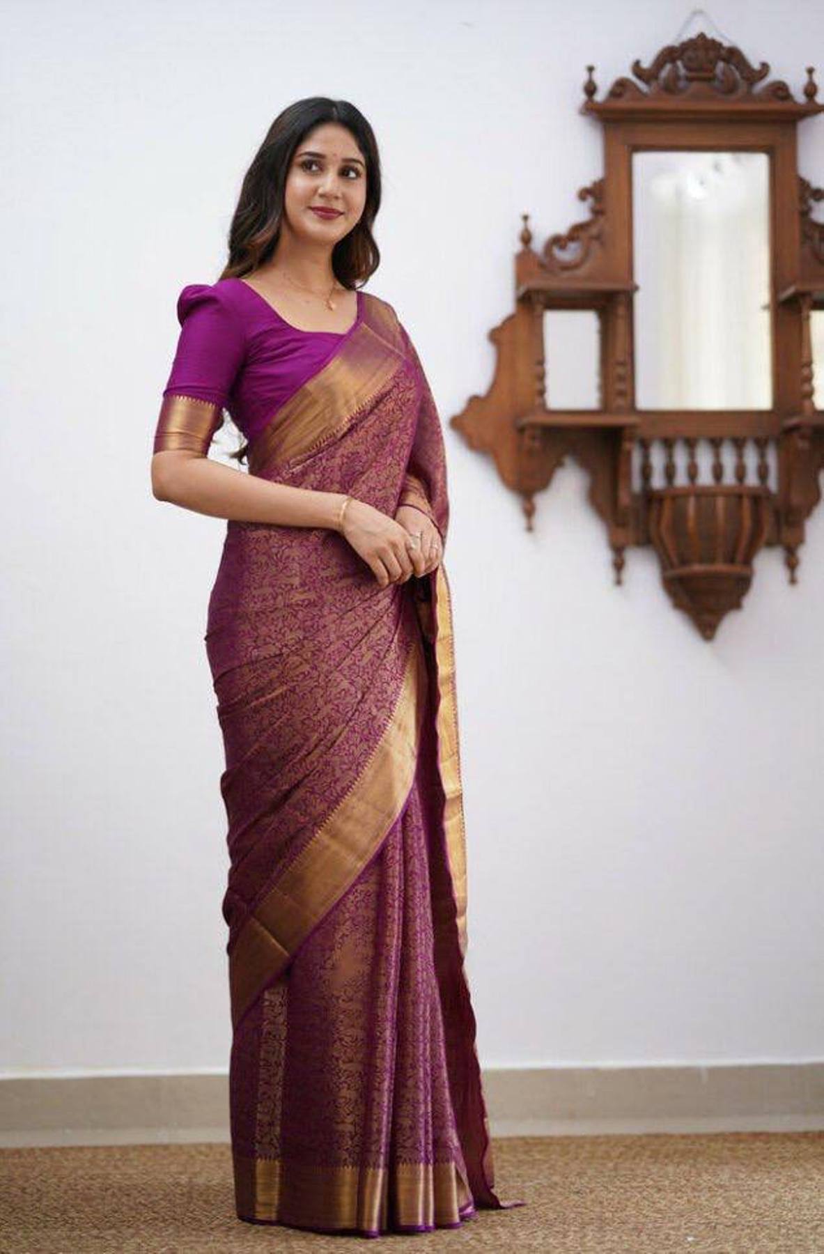 Pure Jacquard litchi silk saree