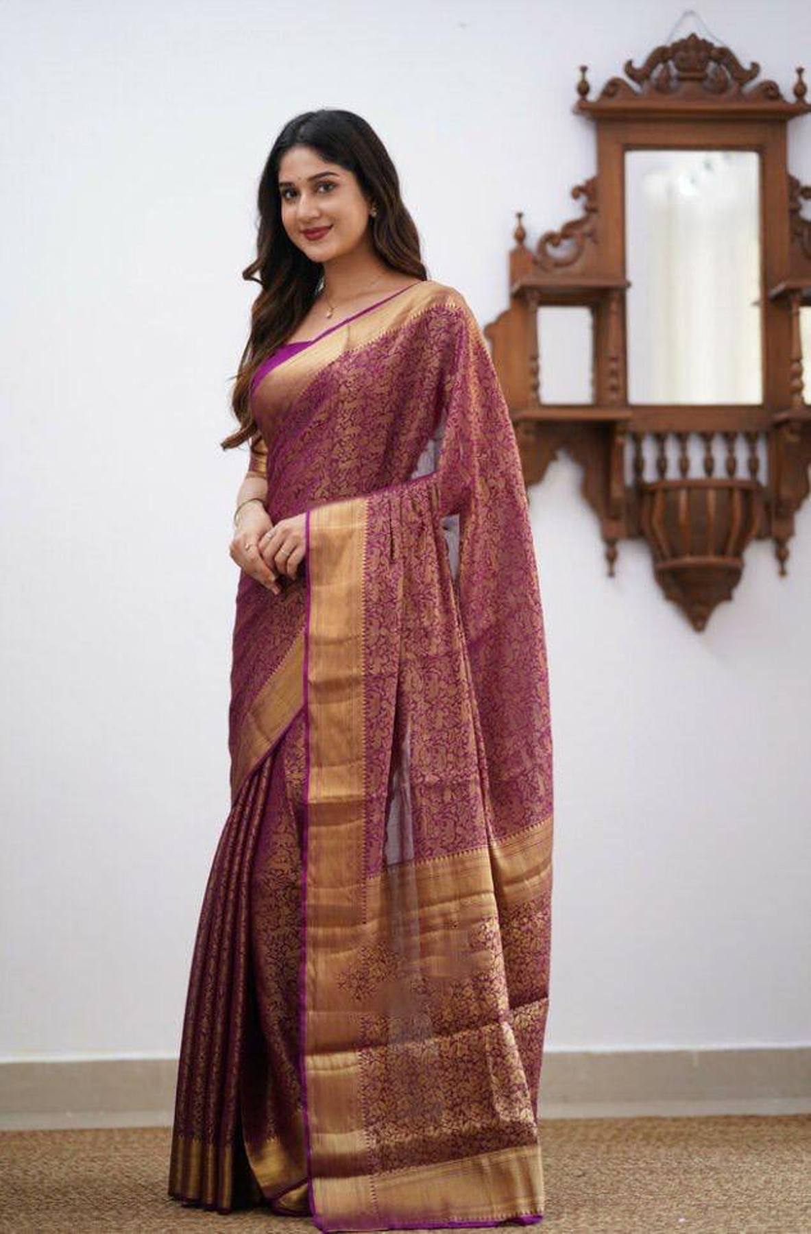 Pure Jacquard litchi silk saree