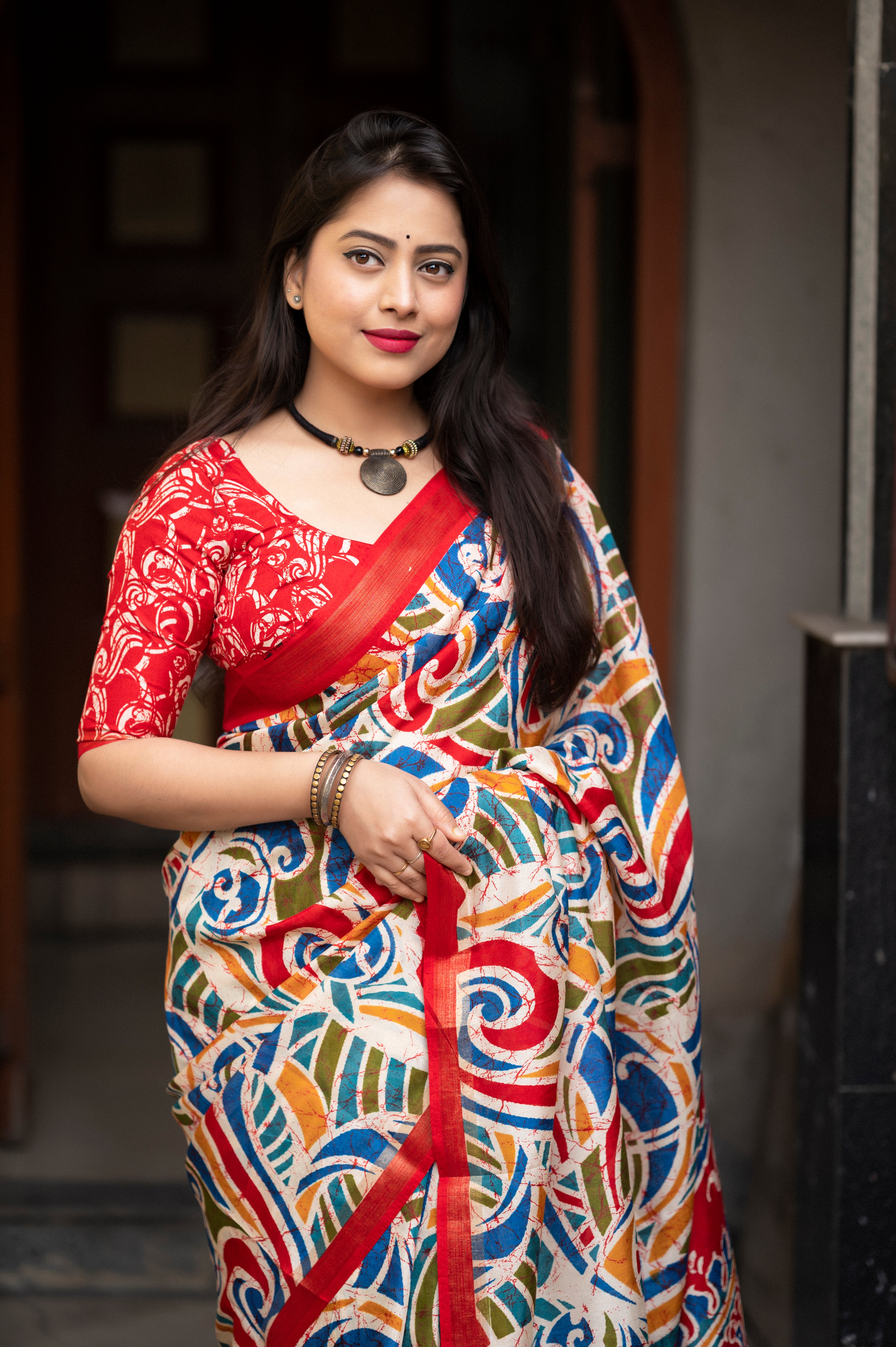 Soft Cotton Crape Printed Saree