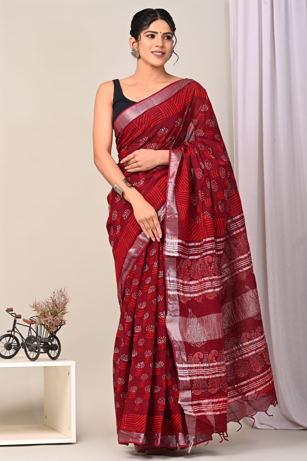  Original Linen  Digital Print Saree