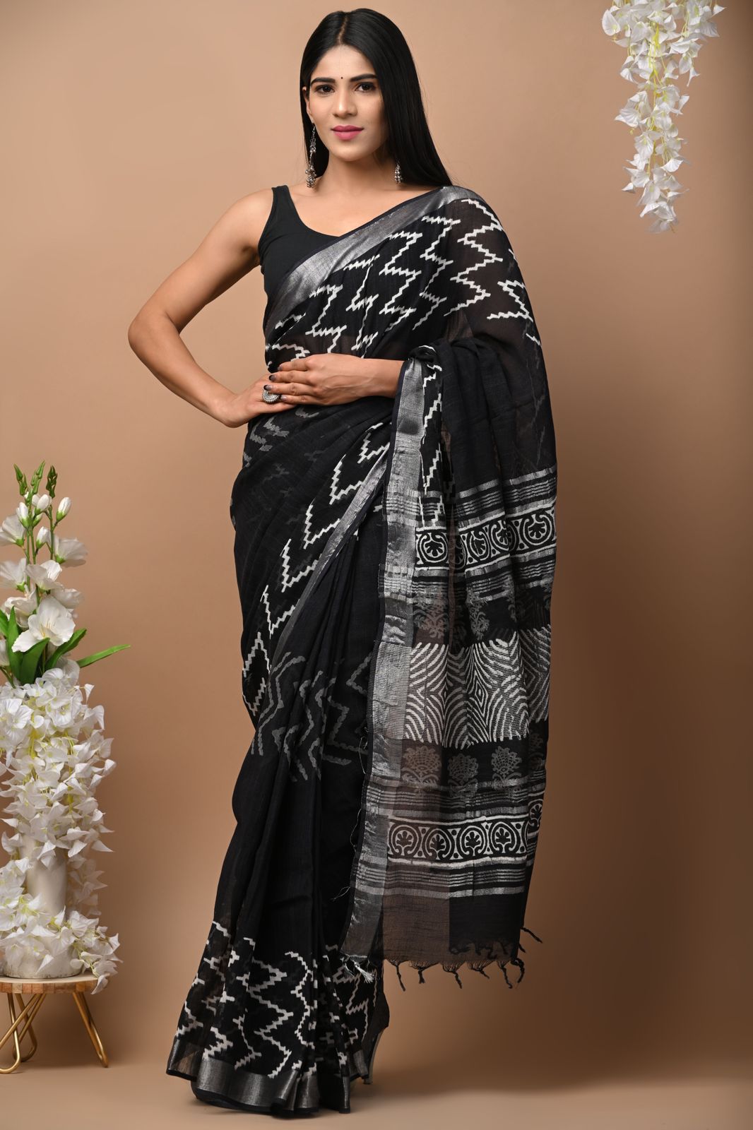  Original Linen  Digital Print Saree