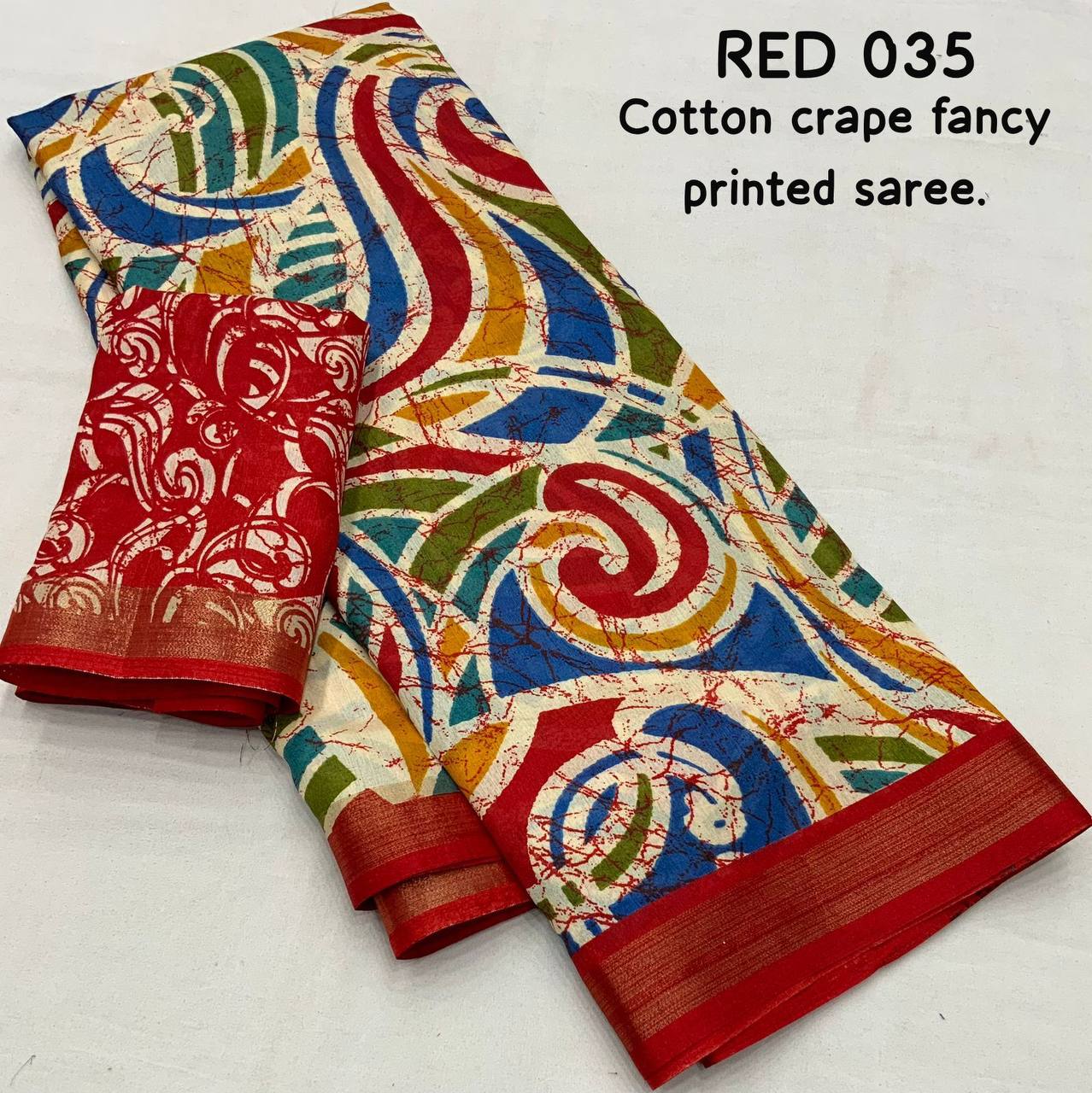 Soft Cotton Crape Printed Saree