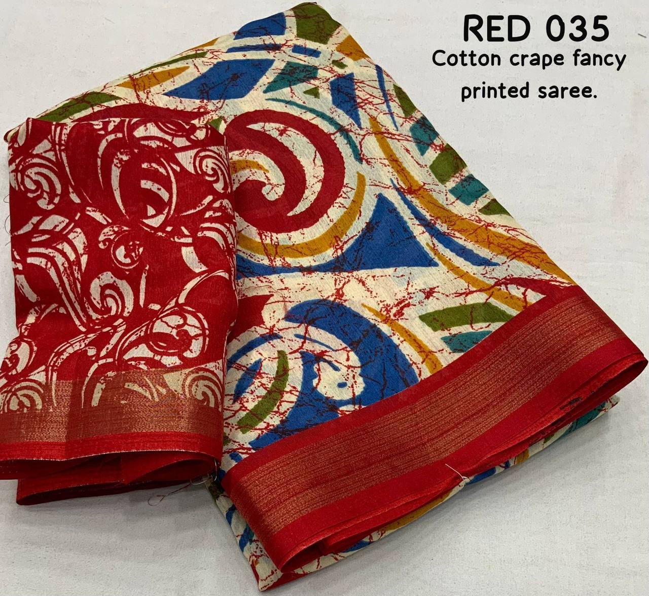 Soft Cotton Crape Printed Saree