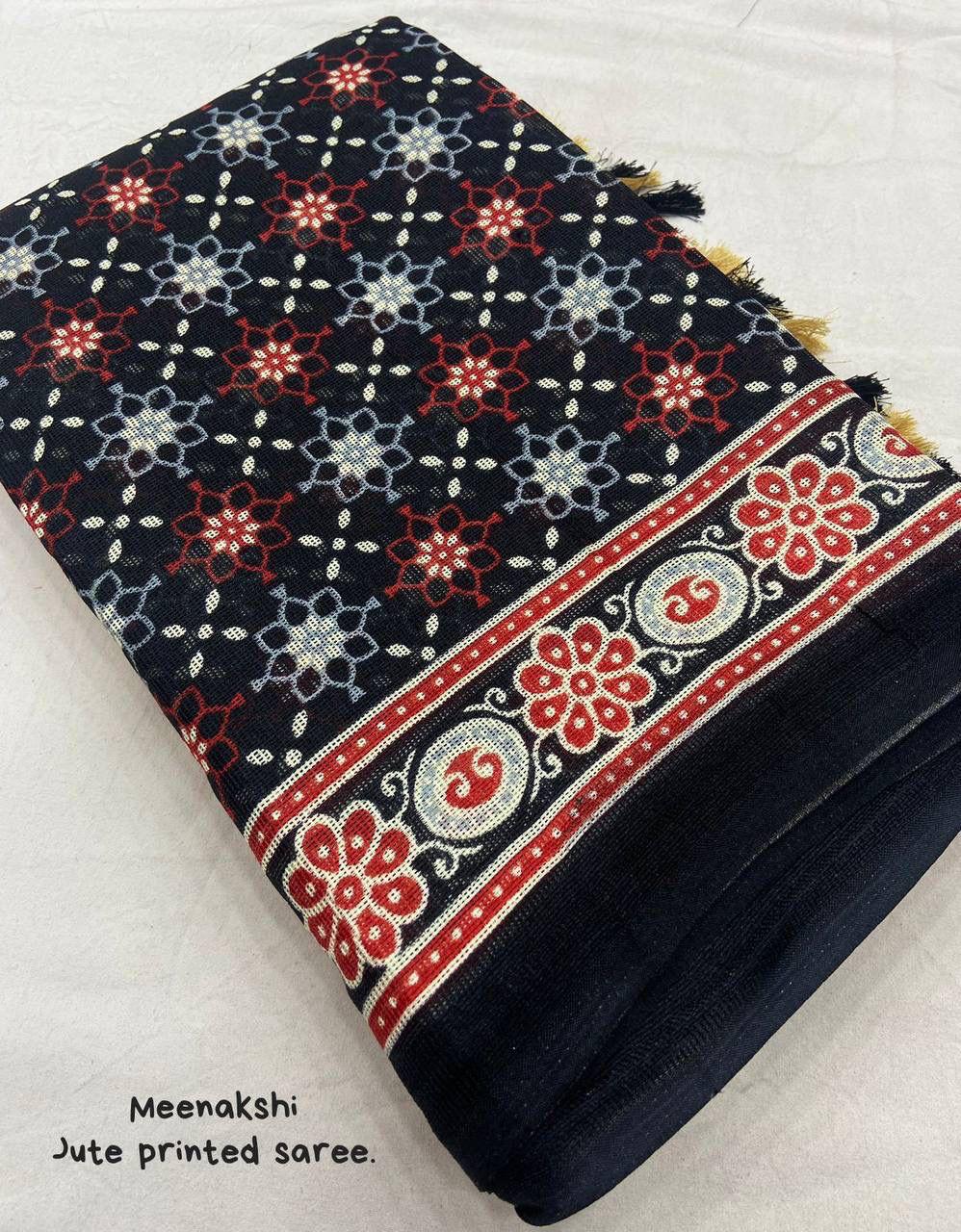 Soft Jute Silk Printed Saree