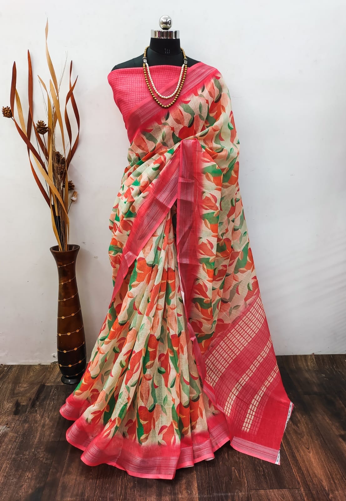 Fancy Cotton Linen Saree with Superb Digital Print and Digital Print Blouse