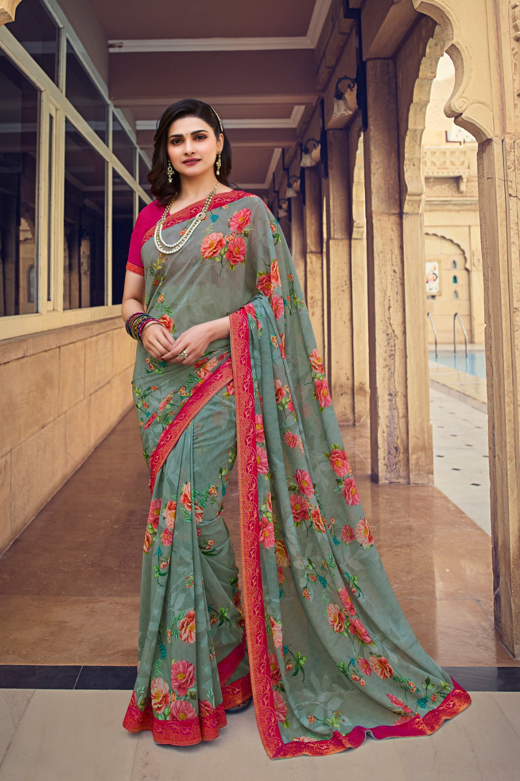 Georgette Printed Saree with Art Silk Blouse