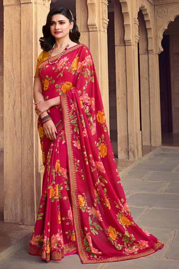 Georgette Printed Saree with Art Silk Blouse