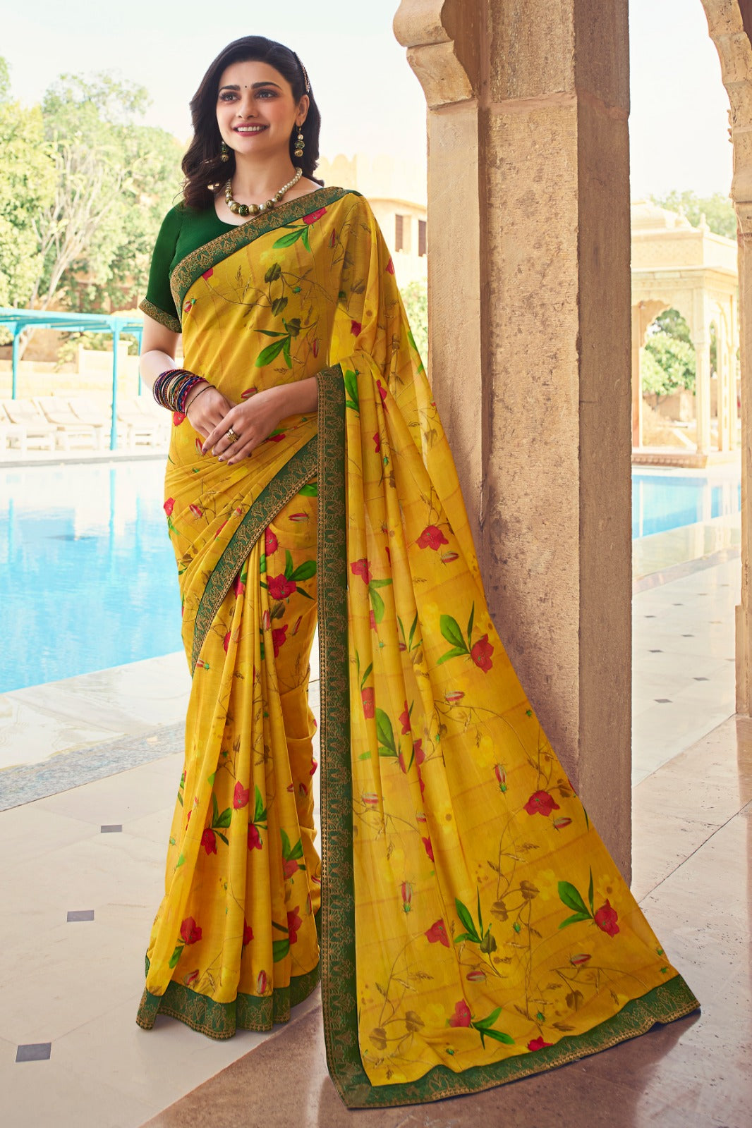 Georgette Printed Saree with Art Silk Blouse