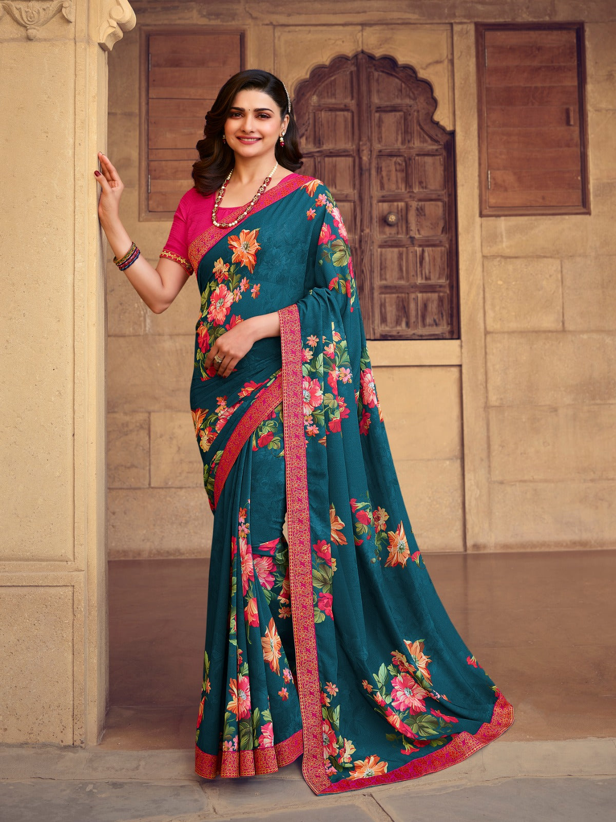 Georgette Printed Saree with Art Silk Blouse