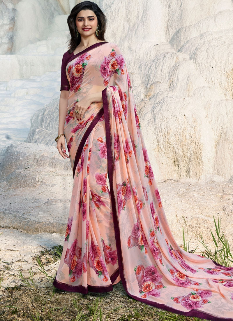 Georgette Printed Saree with Art Silk Blouse