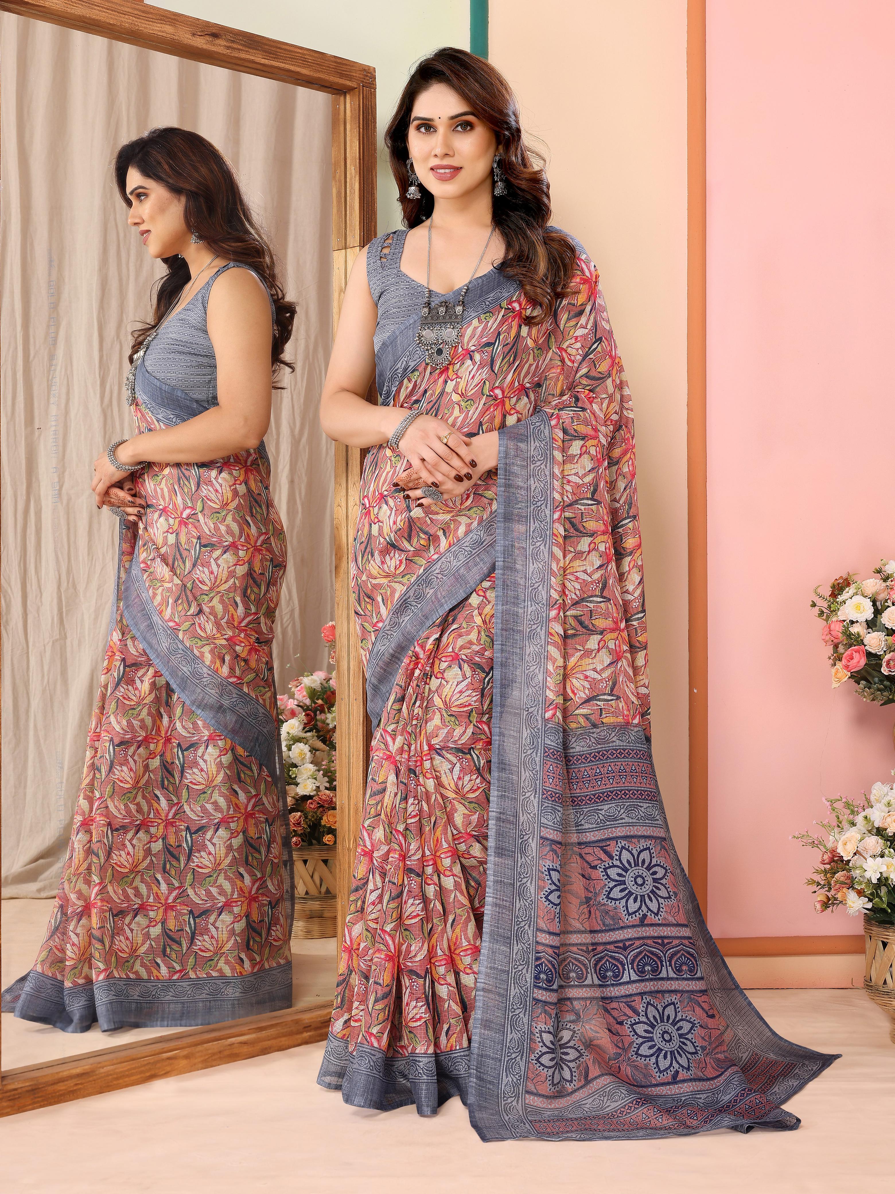 Premium Kota Doriya silk, renowned for its lightweight feel and elegant texture