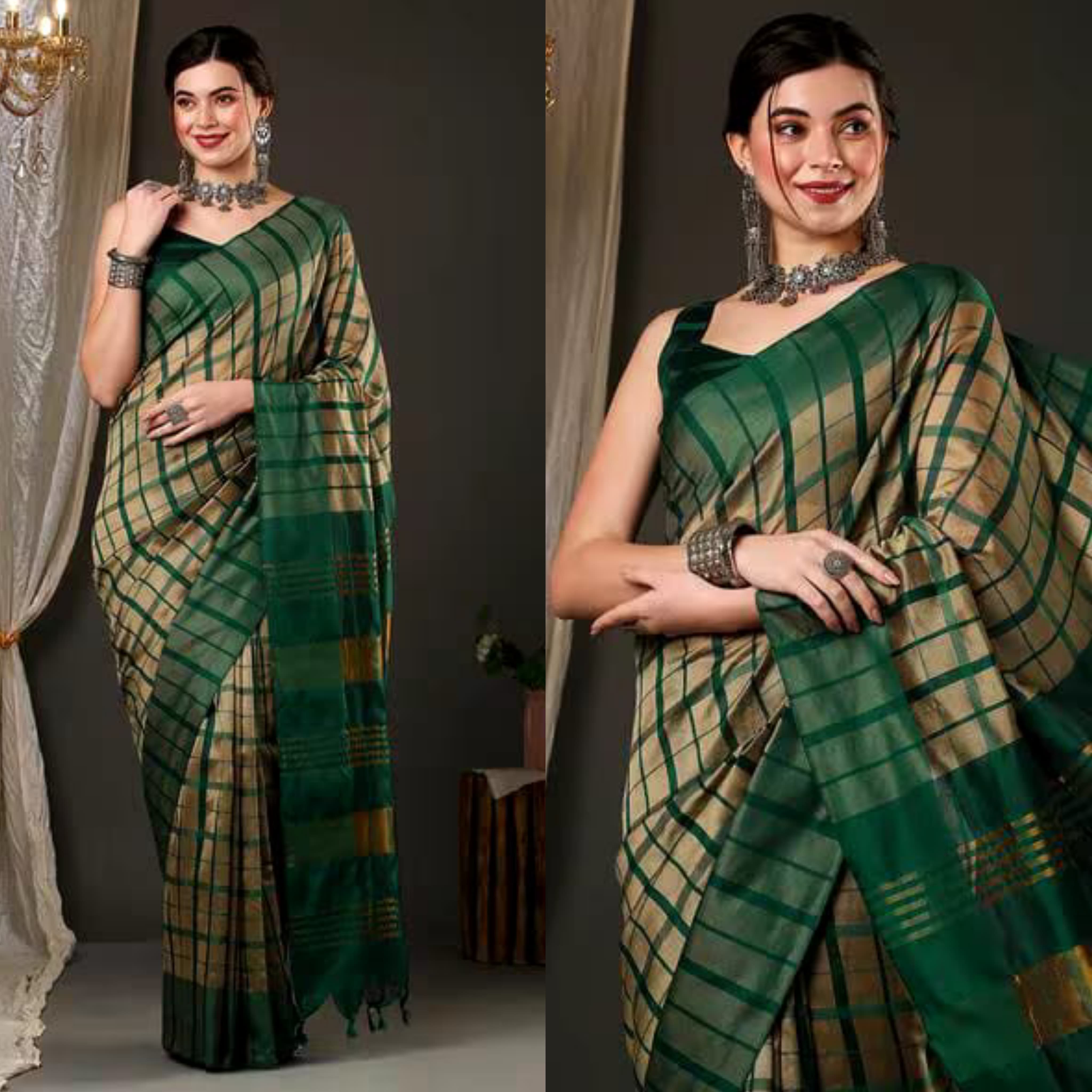 Aura Cotton Silk Saree with Zari Pallu and Jhalar