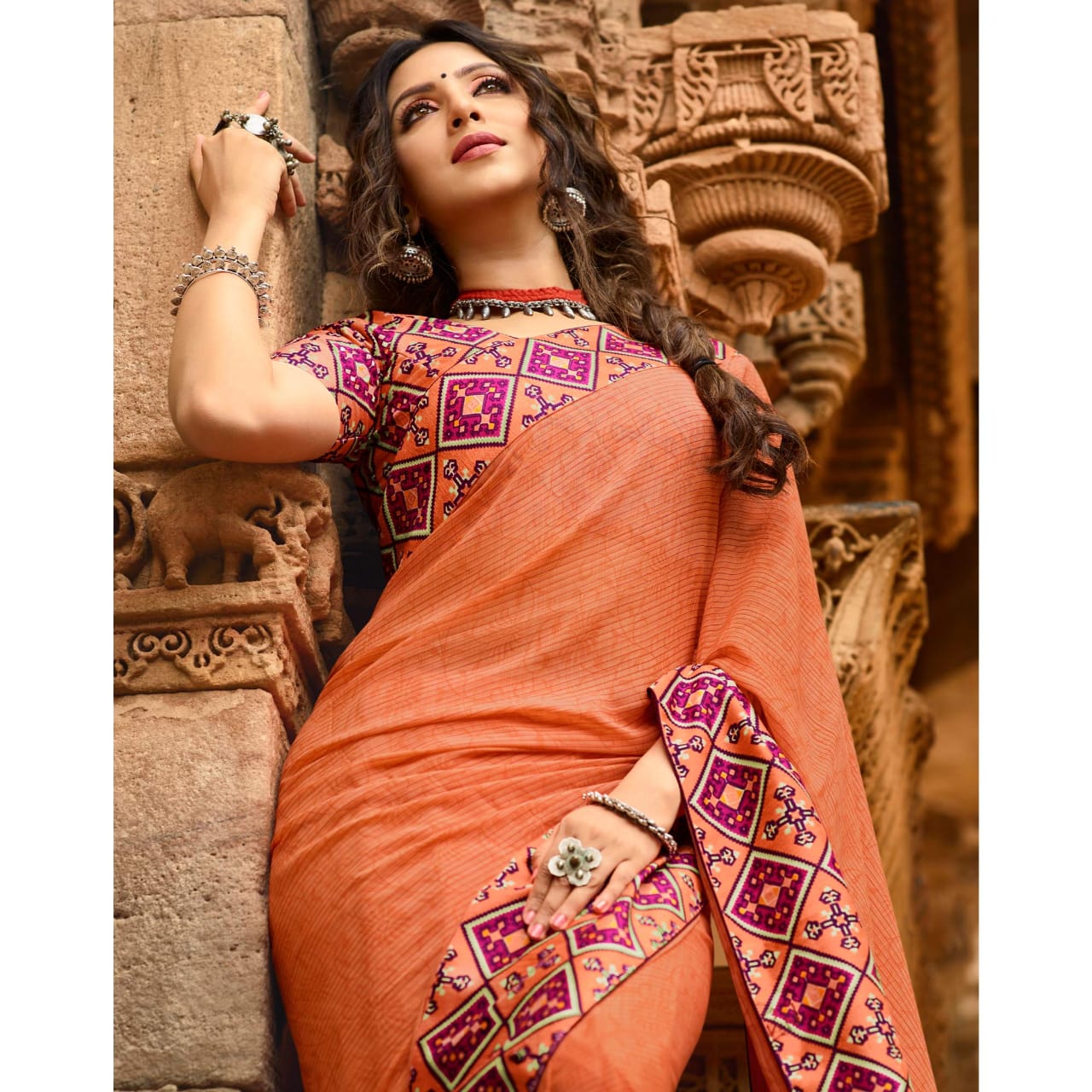 Georgette Silk Printed Saree with Beautiful Jacquard Lace