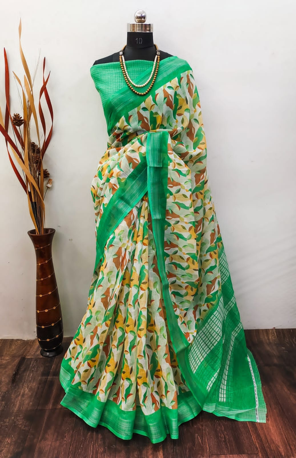 Fancy Cotton Linen Saree with Superb Digital Print and Digital Print Blouse