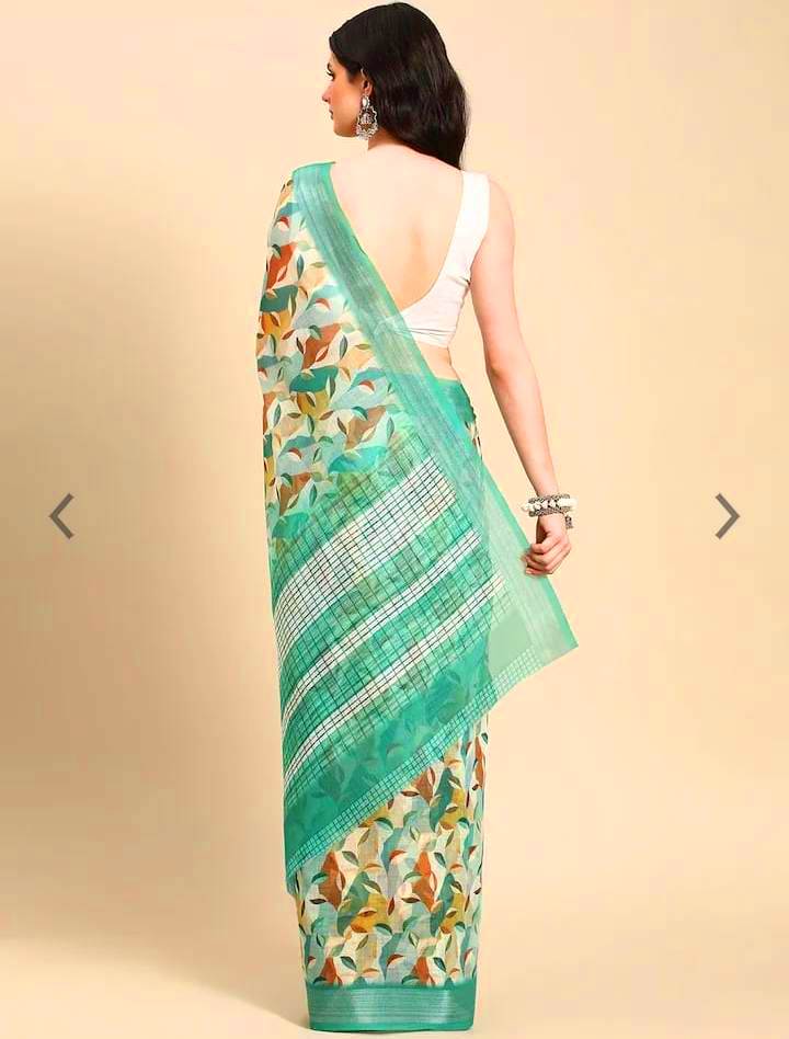 Fancy Cotton Linen Saree with Superb Digital Print and Digital Print Blouse