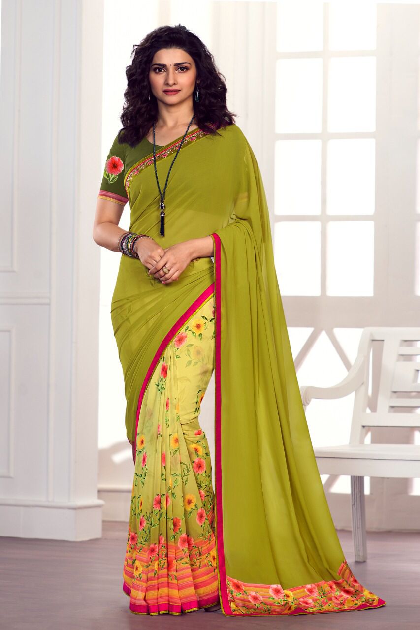 Georgette Printed Saree with Banglori Silk Blouse