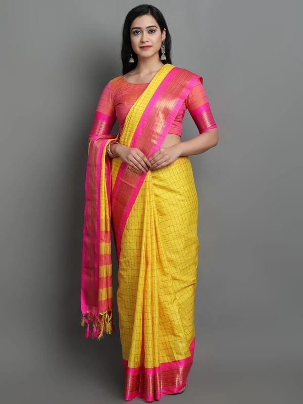 Heavy Rich Cotton Silk Saree with Jacquard Weaving and Rich Heavy Border