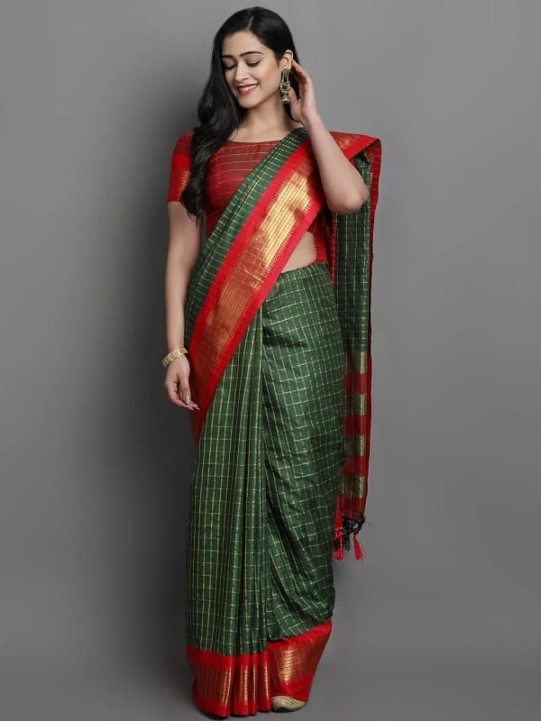 Heavy Rich Cotton Silk Saree with Jacquard Weaving and Rich Heavy Border