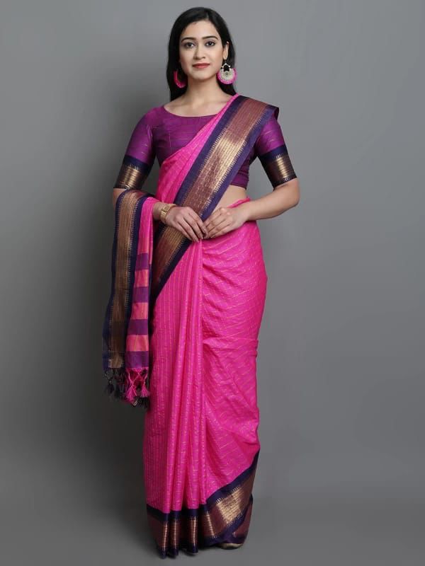 Heavy Rich Cotton Silk Saree with Jacquard Weaving and Rich Heavy Border